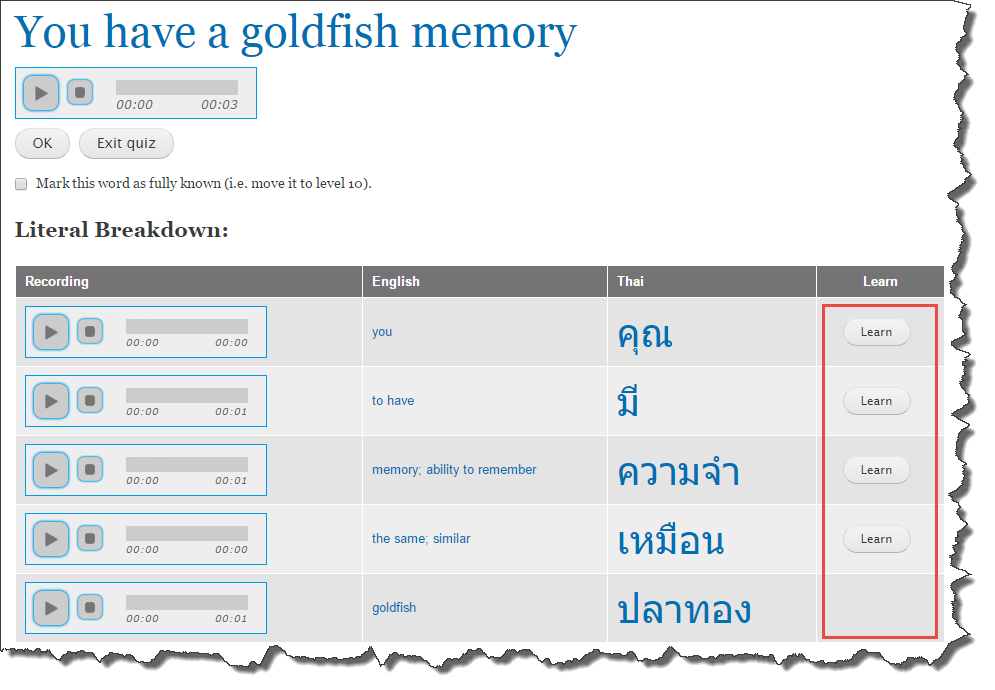 Learn "You have a goldfish memory" words